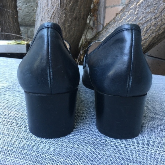 VARDA Heeled Leather Loafers Blue Size 12 - Picture 5 of 7